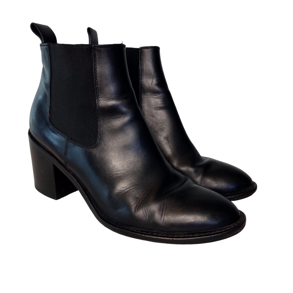 Jenni Kayne Chelsea Black Leather Ankle Heeled Boots